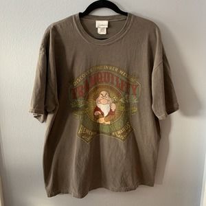 Disney World Snow White Grumpy Tranquility T Shirt Faded Brown 100% Cotton Sz XL